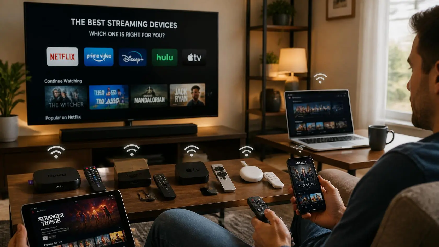Smart TV, streaming stick, streaming box, laptop, phone, and tablet compared for streaming
