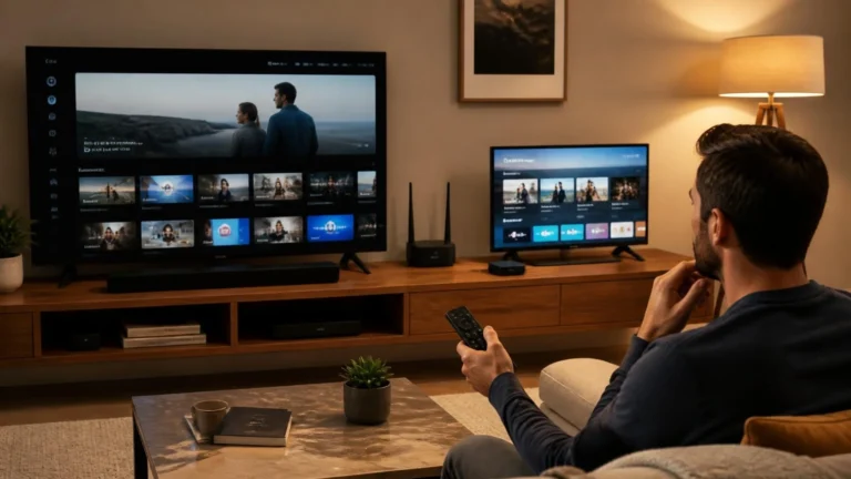 Smart TV vs streaming device comparison in a modern living room